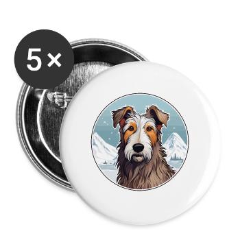 Hase indische Hunderasse Cartoon Kawaii Aquarell - Buttons groß 56 mm (5er Pack) - Weiß - Vorne