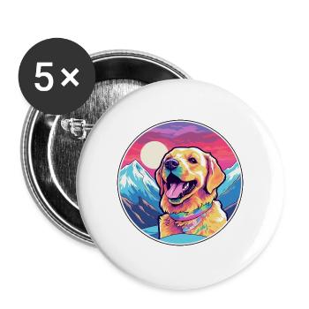 Hokkaido Ken Hunderasse Cartoon Kawaii Aquarell - Buttons groß 56 mm (5er Pack) - Weiß - Vorne