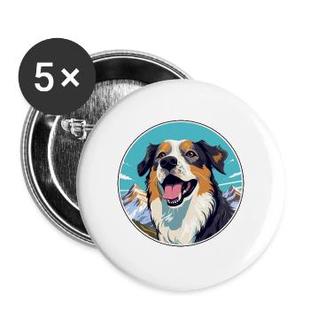 Dunker Hunderasse Cartoon Kawaii Aquarell - Buttons groß 56 mm (5er Pack) - Weiß - Vorne