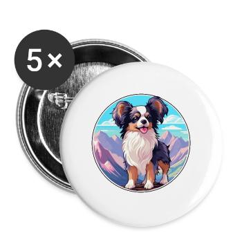 Continental Spielzeug Spaniel Hunderasse Cartoon Kawaii W - Buttons groß 56 mm (5er Pack) - Weiß - Vorne