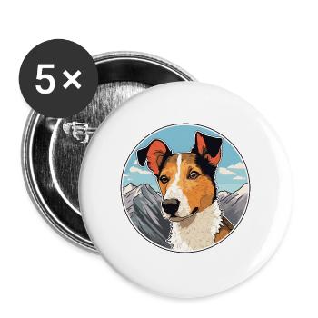 Chilenischer Foxterrier Hunderasse Karikatur Kawaii Wasser - Buttons groß 56 mm (5er Pack) - Weiß - Vorne