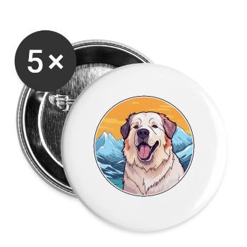 Zentralasiatische Schäferhundsrasse Cartoon Kawaii Wa - Buttons groß 56 mm (5er Pack) - Weiß - Vorne