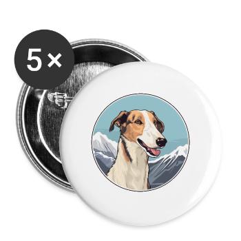 Barsoi Hunderasse Karikatur Kawaii Aquarell - Buttons groß 56 mm (5er Pack) - Weiß - Vorne
