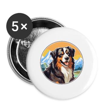 Böhmischer Schäferhund Rasse Cartoon Kawaii Waterco - Buttons groß 56 mm (5er Pack) - Weiß - Vorne