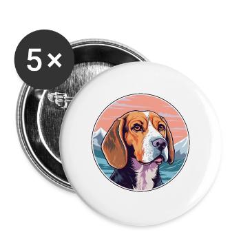 Beagle Hunderasse Karikatur Kawaii Aquarell - Buttons groß 56 mm (5er Pack) - Weiß - Vorne