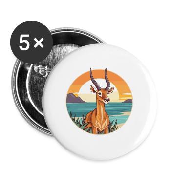 Antilope Aquarell Cartoon Kawaii Clipart Tier - Buttons groß 56 mm (5er Pack) - Weiß - Vorne
