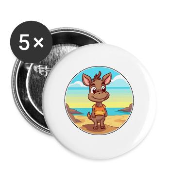 Bongo Aquarell Cartoon Kawaii Clipart Tier - Buttons groß 56 mm (5er Pack) - Weiß - Vorne