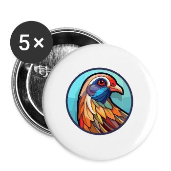 Rebhuhn Buntes Glas Bunte Karikatur Kawaii An - Buttons groß 56 mm (5er Pack) - Weiß - Vorne