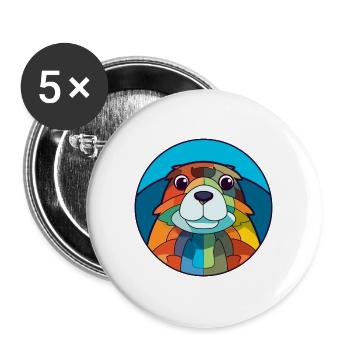 Gopher Buntglas Bunte Karikatur Kawaii Anima - Buttons groß 56 mm (5er Pack) - Weiß - Vorne