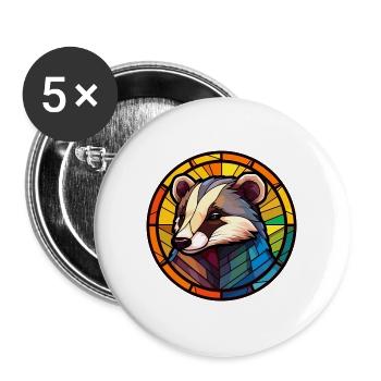 Dachs Buntes Glas Bunte Karikatur Kawaii Anima - Buttons groß 56 mm (5er Pack) - Weiß - Vorne