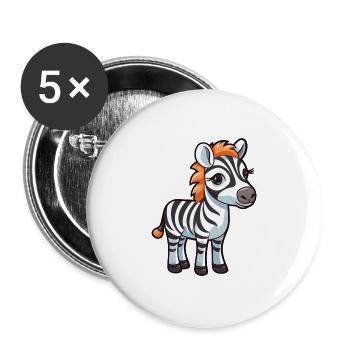 Zebra Niedliche Karikatur Kawaii Aquarell Tier Haustier - Buttons groß 56 mm (5er Pack) - Weiß - Vorne