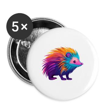 Stachelschwein Bunte Aquarell-Karikatur Kawaii Anima - Buttons groß 56 mm (5er Pack) - Weiß - Vorne