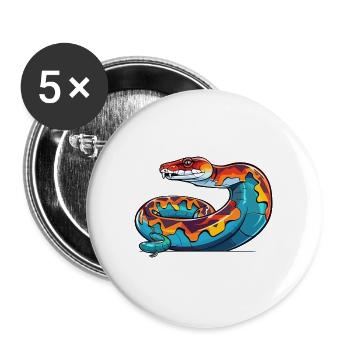 Anakonda Buntes Aquarell Cartoon Kawaii Tier - Buttons groß 56 mm (5er Pack) - Weiß - Vorne