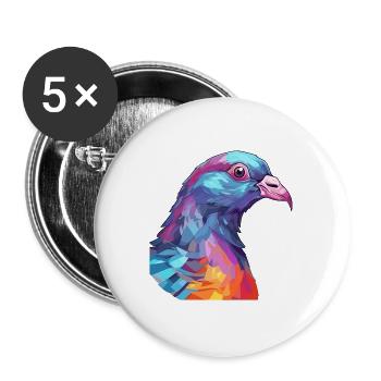 Taube buntes Aquarell Cartoon Kawaii Tier - Buttons groß 56 mm (5er Pack) - Weiß - Vorne