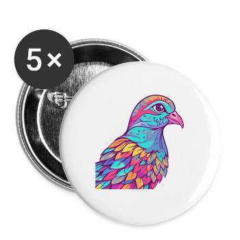 Taube buntes Aquarell Cartoon Kawaii Tier - Buttons groß 56 mm (5er Pack) - Weiß - Vorne
