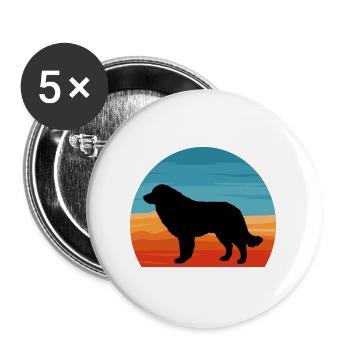 Karst Schäferhund Hund Liebhaber Silhouette Vintage Sonnenuntergang - Buttons groß 56 mm (5er Pack) - Weiß - Vorne