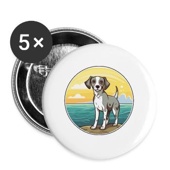 Kromfohrlander Hund Rasse Cartoon Kawaii Clipart - Buttons groß 56 mm (5er Pack) - Weiß - Vorne