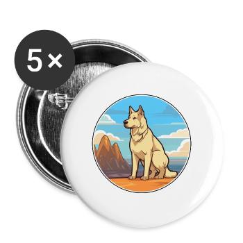 Karst Schäferhund Rasse Cartoon Kawaii Clipart - Buttons groß 56 mm (5er Pack) - Weiß - Vorne