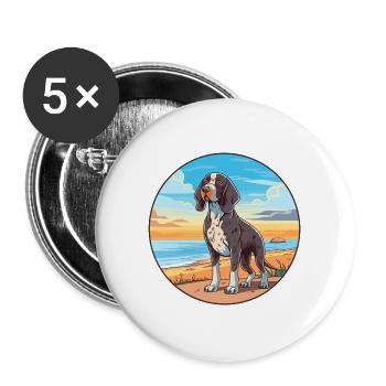 Friesisch Zeigen Hund Rasse Cartoon Kawaii Clipart - Buttons groß 56 mm (5er Pack) - Weiß - Vorne