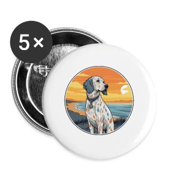 Englisch Setter Hund Rasse Cartoon Kawaii Clipart - Buttons groß 56 mm (5er Pack) - Weiß - Vorne