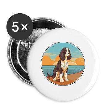 English Springer Spaniel Hunderasse Cartoon Kawaii - Buttons groß 56 mm (5er Pack) - Weiß - Vorne