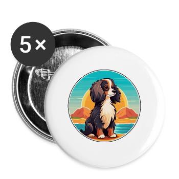 Continental Spielzeug Spaniel Hunderasse Cartoon Kawaii - Buttons groß 56 mm (5er Pack) - Weiß - Vorne