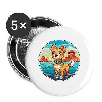 Chinesische kaiserliche hunderasse cartoon kawaii clipart - Buttons groß 56 mm (5er Pack) - Weiß - Vorne