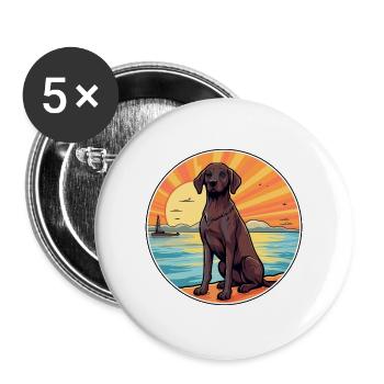 Berger de Beauce Hund Rasse Cartoon Kawaii Clipart - Buttons groß 56 mm (5er Pack) - Weiß - Vorne