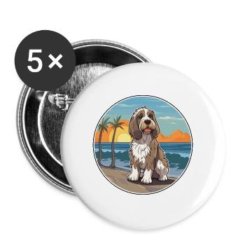 Basset Griffon Vendeen Hunderasse Cartoon Kawaii - Buttons groß 56 mm (5er Pack) - Weiß - Vorne