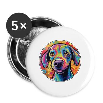 Tiroler Bracke Hunderasse Bunte Karikatur Watercol - Buttons groß 56 mm (5er Pack) - Weiß - Vorne