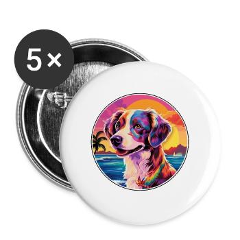 Schweizer Laufhund Hunderasse Bunte Karikatur Watercol - Buttons groß 56 mm (5er Pack) - Weiß - Vorne