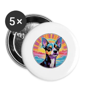 Rattenterrier Hunderasse bunte Karikatur Aquarell - Buttons groß 56 mm (5er Pack) - Weiß - Vorne
