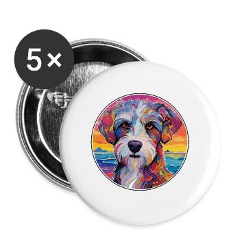Picardie Schäferhund Hund Rasse Bunte Karikatur Wasserc - Buttons groß 56 mm (5er Pack) - Weiß - Vorne
