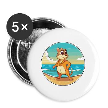 Chipmunk Aquarell Cartoon Kawaii Clipart Tier - Buttons groß 56 mm (5er Pack) - Weiß - Vorne