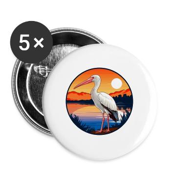 Ibis Buntes Aquarell Cartoon Kawaii Tier - Buttons groß 56 mm (5er Pack) - Weiß - Vorne