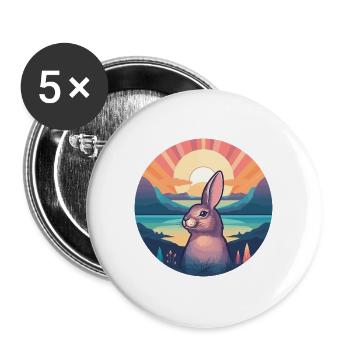 Hase buntes Aquarell Cartoon Kawaii Tier - Buttons groß 56 mm (5er Pack) - Weiß - Vorne