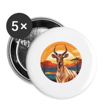 Bongo Buntes Aquarell Cartoon Kawaii Tier - Buttons groß 56 mm (5er Pack) - Weiß - Vorne