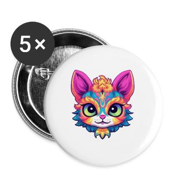 Singapura Katze Rasse Aquarell Karikatur Kawaii Haustier - Buttons groß 56 mm (5er Pack) - Weiß - Vorne