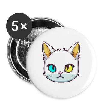 Burmesische Katze Rasse Aquarell Karikatur Kawaii Haustier - Buttons groß 56 mm (5er Pack) - Weiß - Vorne