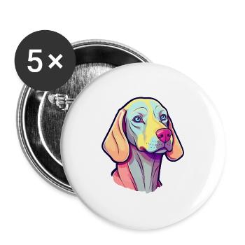 Weimaraner Hunderasse Karikatur Kawaii Illustration - Buttons groß 56 mm (5er Pack) - Weiß - Vorne