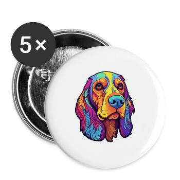 Slowakische Cuvac Hunderasse Cartoon Kawaii Illustration - Buttons groß 56 mm (5er Pack) - Weiß - Vorne
