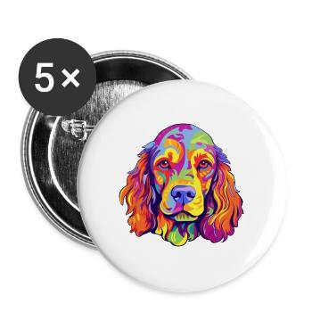 Norfolk Spaniel Hunderasse Cartoon Kawaii Illustrat - Buttons groß 56 mm (5er Pack) - Weiß - Vorne