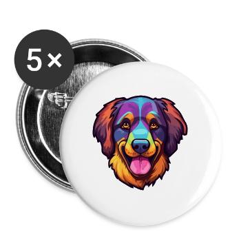 Karst Schäferhund Rasse Cartoon Kawaii Illustrati - Buttons groß 56 mm (5er Pack) - Weiß - Vorne