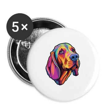 Lettische Jagdhunderasse Cartoon Kawaii Illustration - Buttons groß 56 mm (5er Pack) - Weiß - Vorne