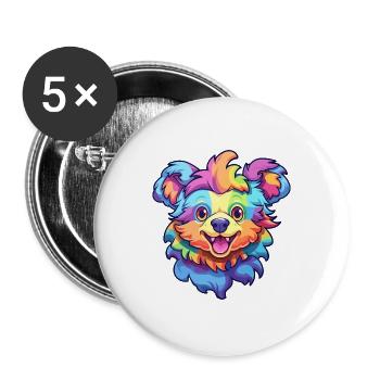 Hokkaido Hunderasse Cartoon Kawaii Illustration - Buttons groß 56 mm (5er Pack) - Weiß - Vorne
