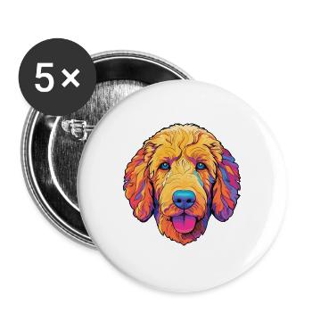 Goldendoodle Hunderasse Cartoon Kawaii Illustration - Buttons groß 56 mm (5er Pack) - Weiß - Vorne