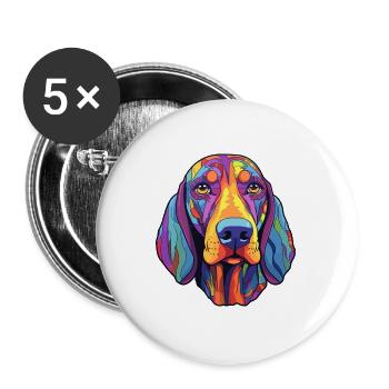 Hannoveraner Hund Rasse Cartoon Kawaii Illustration - Buttons groß 56 mm (5er Pack) - Weiß - Vorne