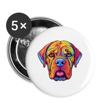 Bordeauxdogge Hunderasse Cartoon Kawaii Illustration - Buttons groß 56 mm (5er Pack) - Weiß - Vorne