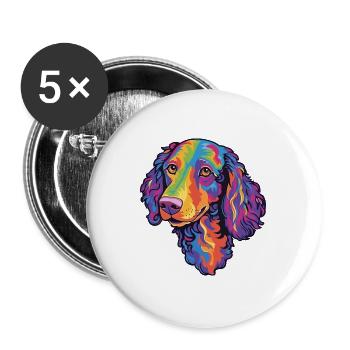 Lockige beschichtete Retriever-Hunderasse Karikatur Kawaii il - Buttons groß 56 mm (5er Pack) - Weiß - Vorne