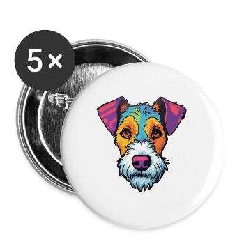 Chilenischer Foxterrier Hunderasse Cartoon Kawaii Abb. - Buttons groß 56 mm (5er Pack) - Weiß - Vorne